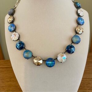 Sabika Iconic Denim Vienna Choker - Shades of Blue, White & Gold Swarovski - S22
